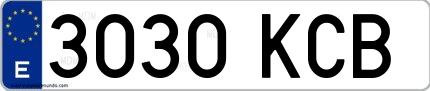 Ejemplo de matrícula española 3030 KCB