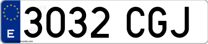Ejemplo de matrícula de coche ordinaria 3032 CGJ