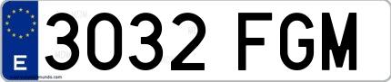 Ejemplo de matrícula española 3032 FGM