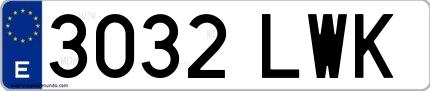 Ejemplo de matrícula española 3032 LWK