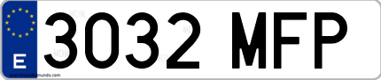 Ejemplo de matrícula de coche ordinaria 3032 MFP