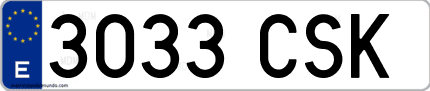 Ejemplo de matrícula de coche ordinaria 3033 CSK