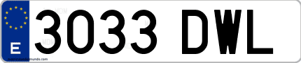 Ejemplo de matrícula de coche ordinaria 3033 DWL