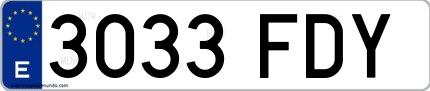 Ejemplo de matrícula española 3033 FDY