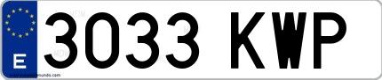 Ejemplo de matrícula española 3033 KWP