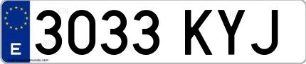 Ejemplo de matrícula española 3033 KYJ