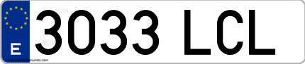 Ejemplo de matrícula de coche ordinaria 3033 LCL