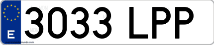 Ejemplo de matrícula de coche ordinaria 3033 LPP