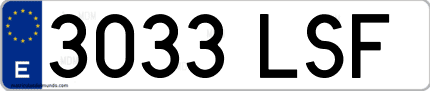 Ejemplo de matrícula de coche ordinaria 3033 LSF