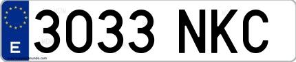 Ejemplo de matrícula española 3033 NKC