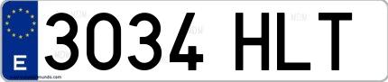 Ejemplo de matrícula española 3034 HLT