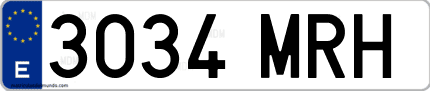 Ejemplo de matrícula de coche ordinaria 3034 MRH