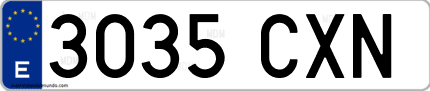 Ejemplo de matrícula de coche ordinaria 3035 CXN
