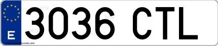 Ejemplo de matrícula española 3036 CTL