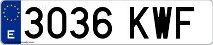 Ejemplo de matrícula española 3036 KWF