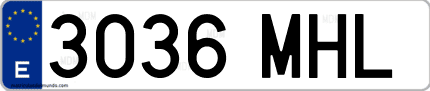 Ejemplo de matrícula de coche ordinaria 3036 MHL