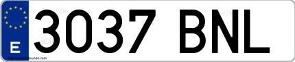 Ejemplo de matrícula española 3037 BNL