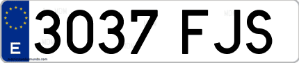 Ejemplo de matrícula de coche ordinaria 3037 FJS