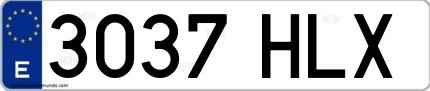 Ejemplo de matrícula española 3037 HLX