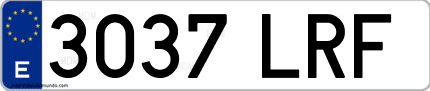 Ejemplo de matrícula de coche ordinaria 3037 LRF