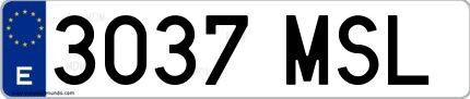 Ejemplo de matrícula española 3037 MSL