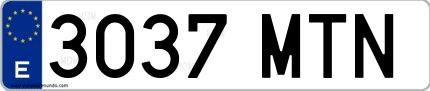 Ejemplo de matrícula española 3037 MTN