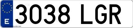 Ejemplo de matrícula española 3038 LGR