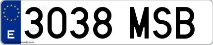 Ejemplo de matrícula española 3038 MSB