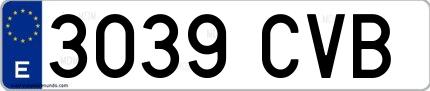 Ejemplo de matrícula española 3039 CVB