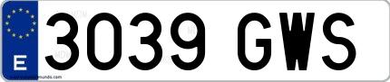 Ejemplo de matrícula española 3039 GWS