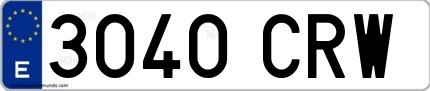 Ejemplo de matrícula española 3040 CRW