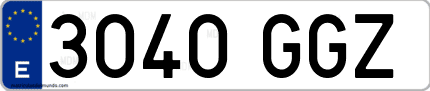 Ejemplo de matrícula de coche ordinaria 3040 GGZ