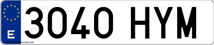 Ejemplo de matrícula española 3040 HYM