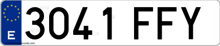 Ejemplo de matrícula de coche ordinaria 3041 FFY