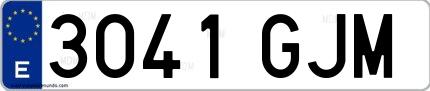 Ejemplo de matrícula española 3041 GJM