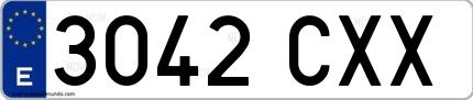 Ejemplo de matrícula española 3042 CXX