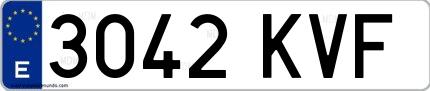 Ejemplo de matrícula española 3042 KVF