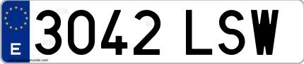 Ejemplo de matrícula española 3042 LSW