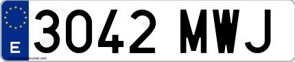 Ejemplo de matrícula española 3042 MWJ