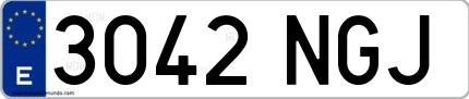 Ejemplo de matrícula española 3042 NGJ