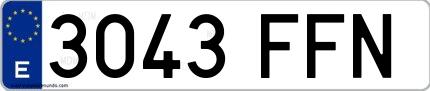 Ejemplo de matrícula española 3043 FFN
