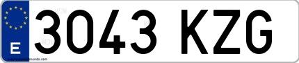 Ejemplo de matrícula española 3043 KZG