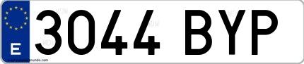 Ejemplo de matrícula española 3044 BYP