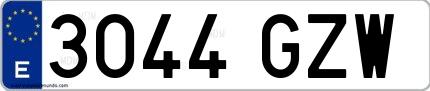 Ejemplo de matrícula española 3044 GZW