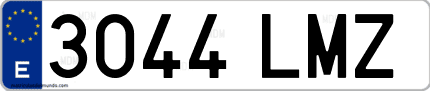 Ejemplo de matrícula de coche ordinaria 3044 LMZ