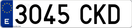 Ejemplo de matrícula de coche ordinaria 3045 CKD