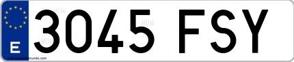 Ejemplo de matrícula española 3045 FSY