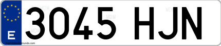 Ejemplo de matrícula de coche ordinaria 3045 HJN