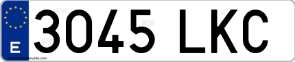 Ejemplo de matrícula de coche ordinaria 3045 LKC