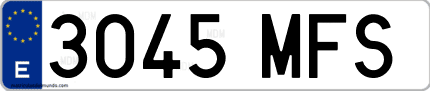 Ejemplo de matrícula de coche ordinaria 3045 MFS